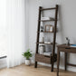 70" Brown Five Tier Ladder Bookcase with A Drawer