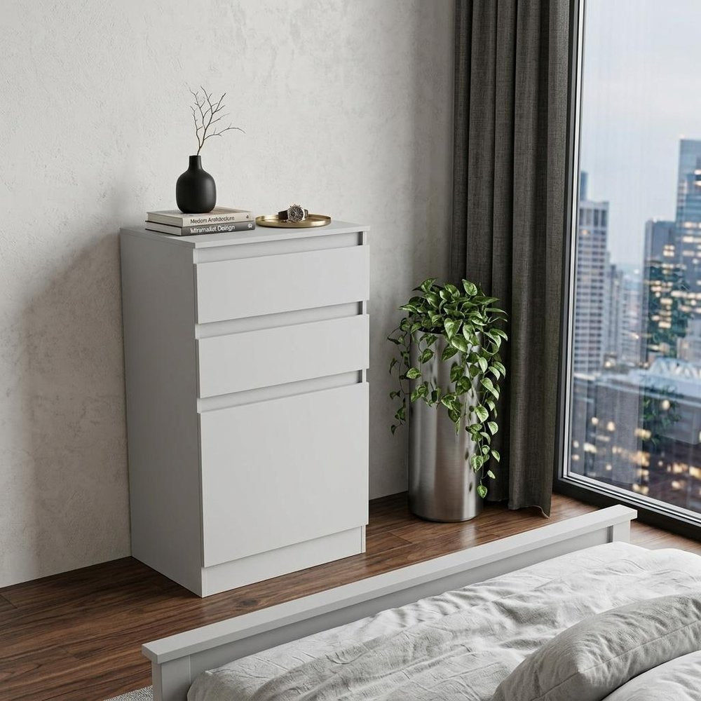 23" White Wood Two Drawer Dresser