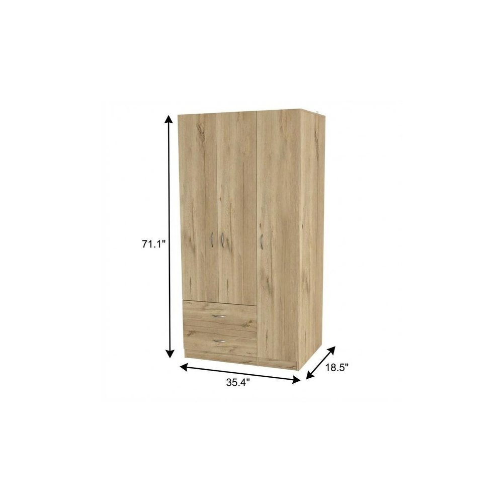 71" Gray And White Wood Two Drawer Combo Dresser