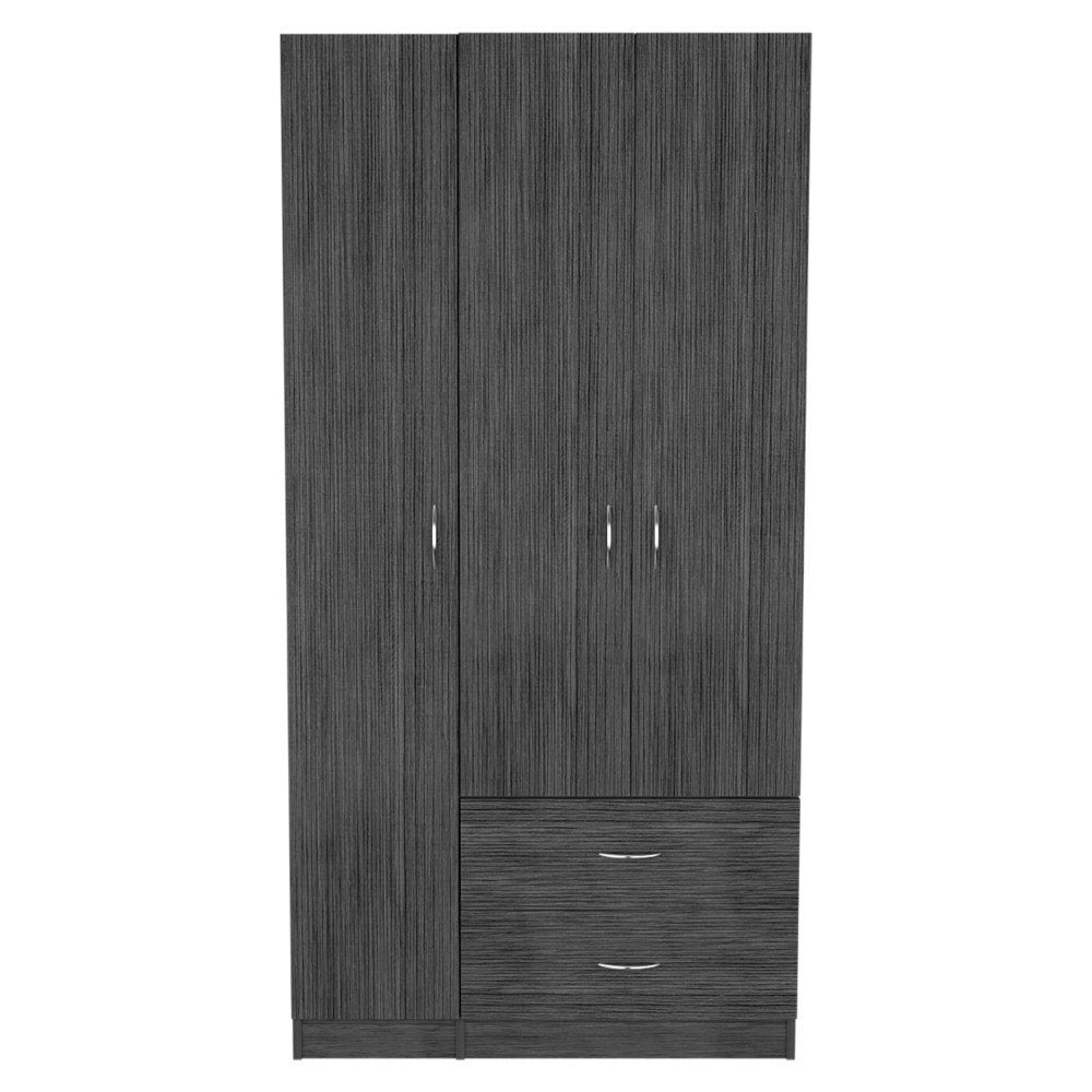 71" Black Wood Two Drawer Combo Dresser
