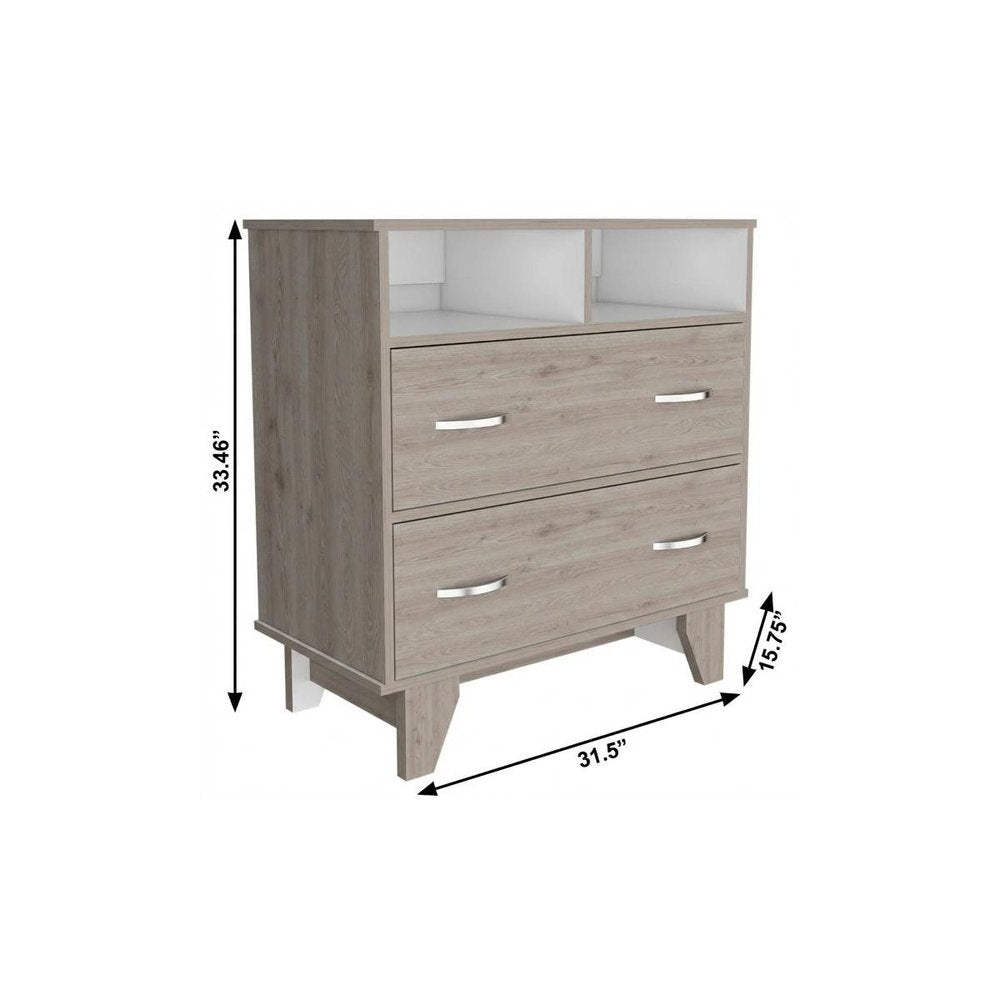 32" Black Manufactured Wood Two Drawer Dresser