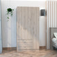 71" Gray And White Wood Two Drawer Combo Dresser