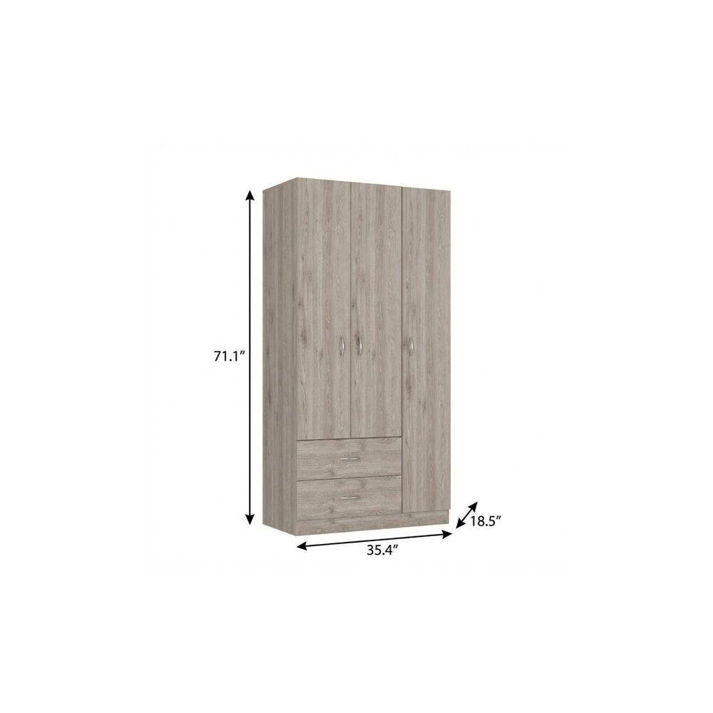 71" Gray And White Wood Two Drawer Combo Dresser