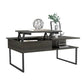 41" Gray And Onyx Metal Lift Top Coffee Table With Two Shelves