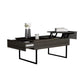 39" Espresso And Black Metal Lift Top Coffee Table With Drawer