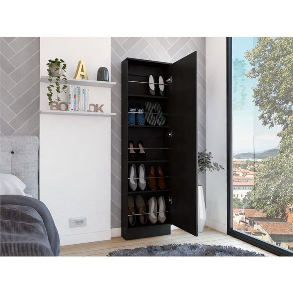 Black Ten Pair Shoe Rack