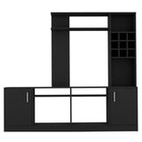 78" Black Wood Open shelving Entertainment Center