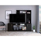 78" Black Wood Open shelving Entertainment Center