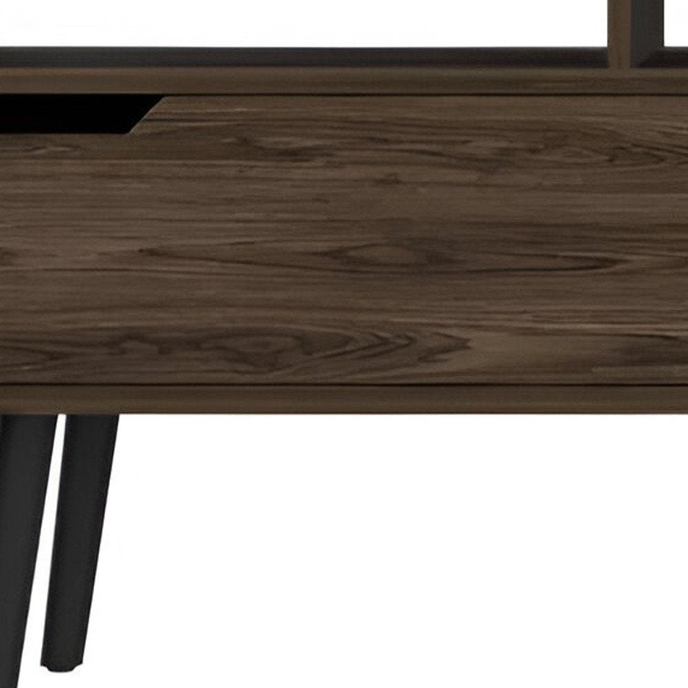 54" Dark Brown Wood Enclosed and Open Storage TV Stand