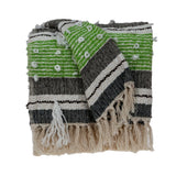 52" X 67" Beige and Black Woven Wool Throw Blanket