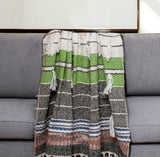 52" X 67" Beige and Black Woven Wool Throw Blanket