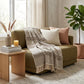 Beige Woven Wool Solid Color Reversable Throw