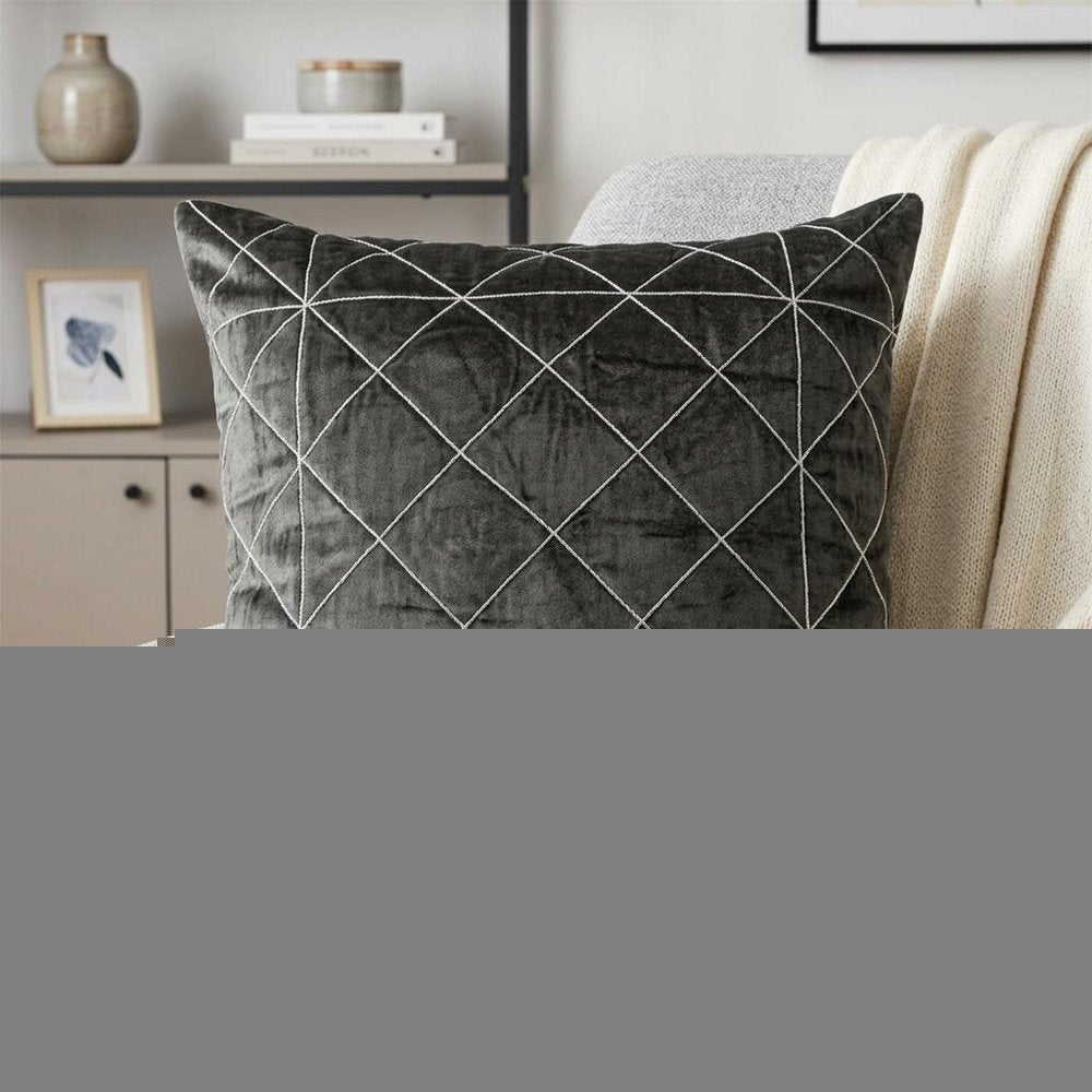 20" Gray Cotton Blend Throw Pillow
