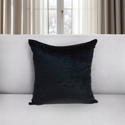 22" Black Cotton Blend Throw Pillow
