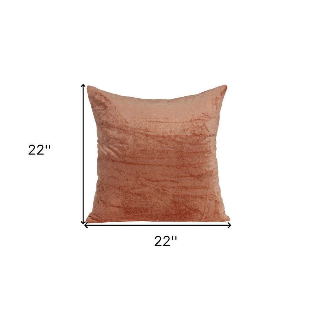 22" Orange Cotton Blend Throw Pillow