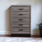 31" Grey Solid Wood Five Drawer Chest