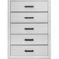 31" White Wood Five Drawer Standard Chest