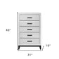 31" White Wood Five Drawer Standard Chest