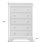 31" Metallic White Solid Wood Five Drawer Chest
