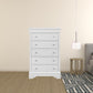 31" Metallic White Solid Wood Five Drawer Chest