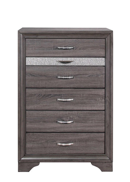 35" Grey Manufactured Wood Six Drawer Chest