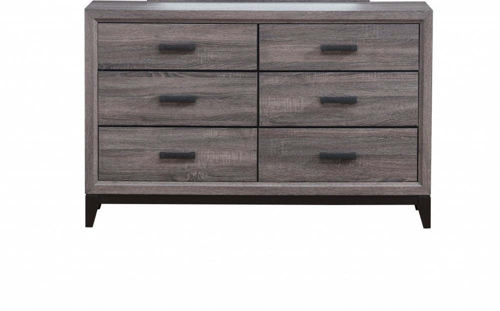 31" Grey Solid Wood Five Drawer Chest