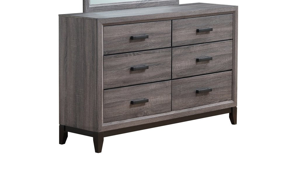 31" Grey Solid Wood Five Drawer Chest