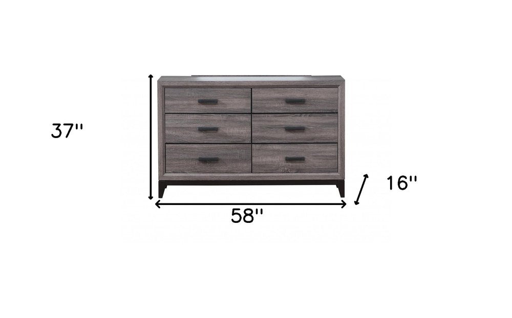 31" Grey Solid Wood Five Drawer Chest