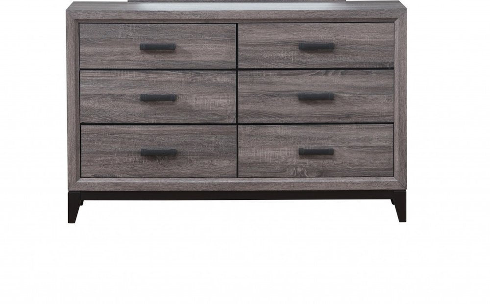 31" Grey Solid Wood Five Drawer Chest
