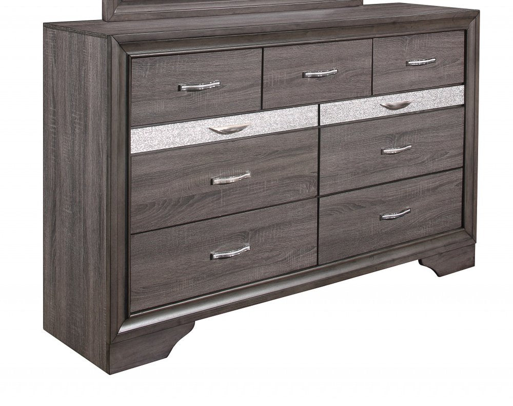 35" Grey Manufactured Wood Six Drawer Chest