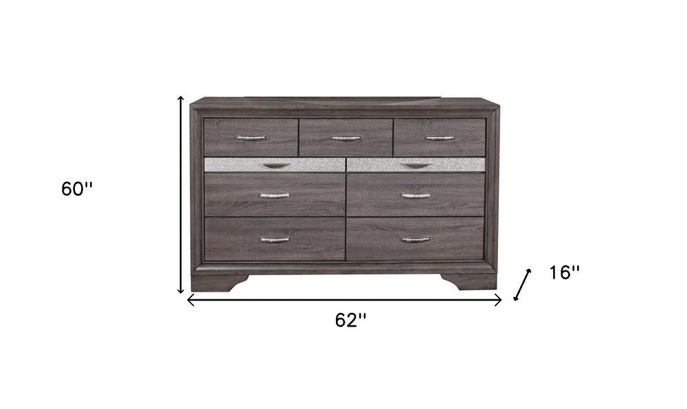 35" Grey Manufactured Wood Six Drawer Chest