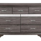 35" Grey Manufactured Wood Six Drawer Chest