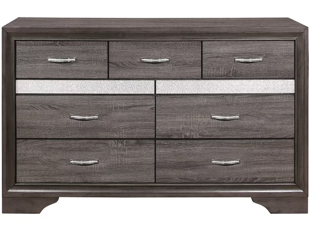 35" Grey Manufactured Wood Six Drawer Chest