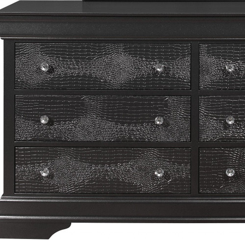 31" Metallic Grey Solid Wood Five Drawer Chest