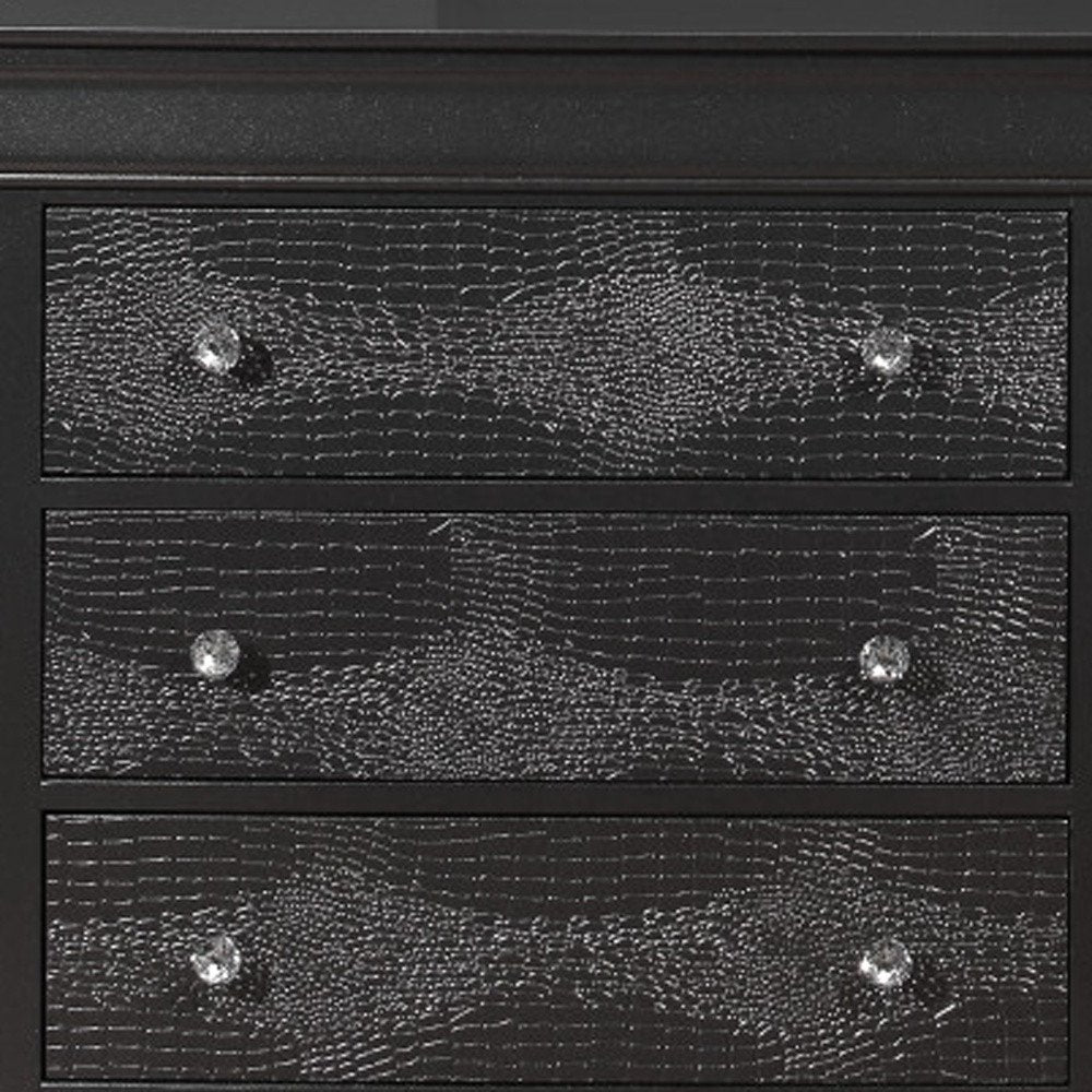 31" Metallic Grey Solid Wood Five Drawer Chest