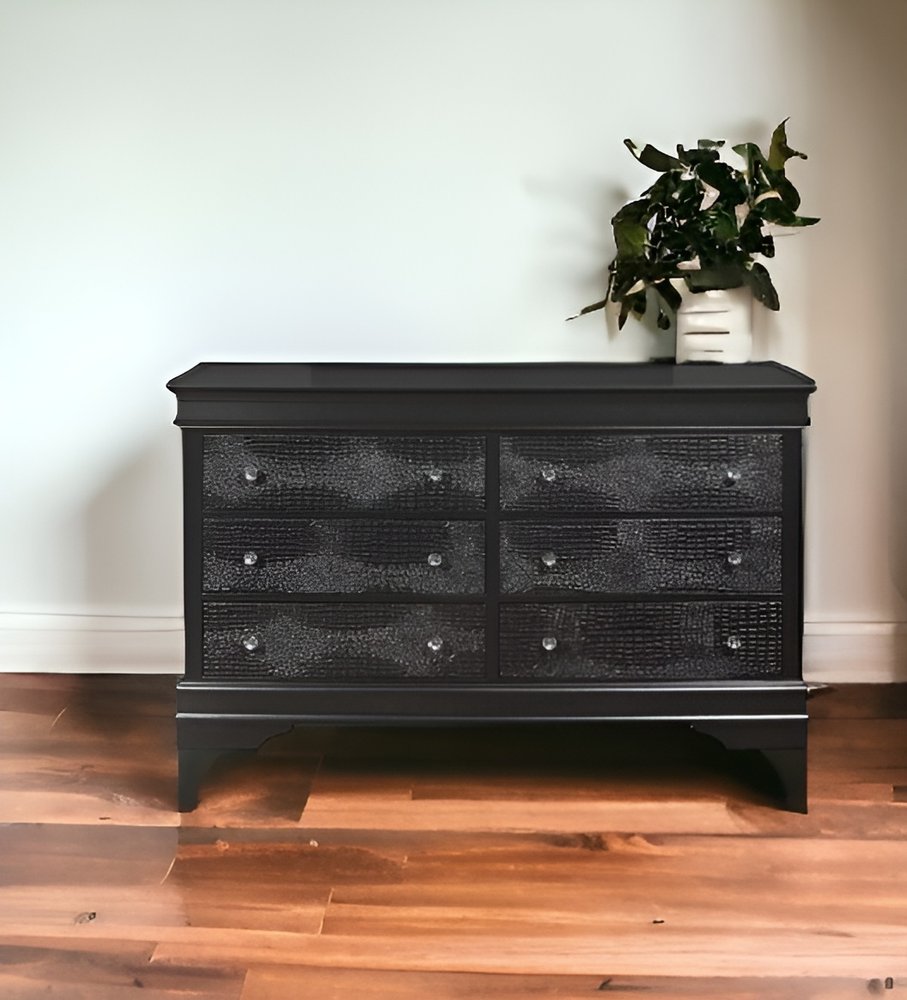 31" Metallic Grey Solid Wood Five Drawer Chest