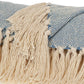 50" X 60" Blue and Ivory Woven Cotton Striped Throw Blanket with Tassels