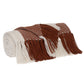 Burnt Orange Woven Cotton Striped Throw Blanket