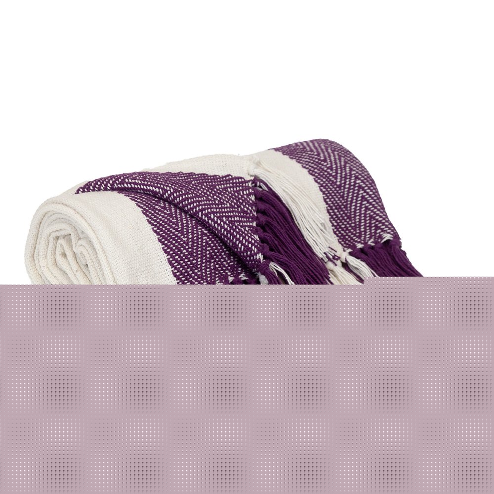 Purple Woven Cotton Throw Blanket