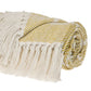 50" X 60" White And Yellow Striped Cotton Woven Throw Blanket
