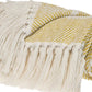 50" X 60" White And Yellow Striped Cotton Woven Throw Blanket