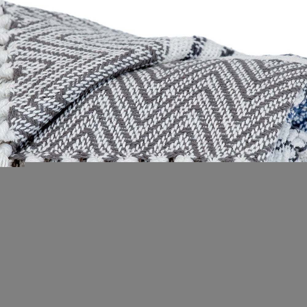 Charcoal Woven Cotton Striped Throw Blanket
