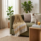 Mustard Woven Cotton Striped Throw Blanket