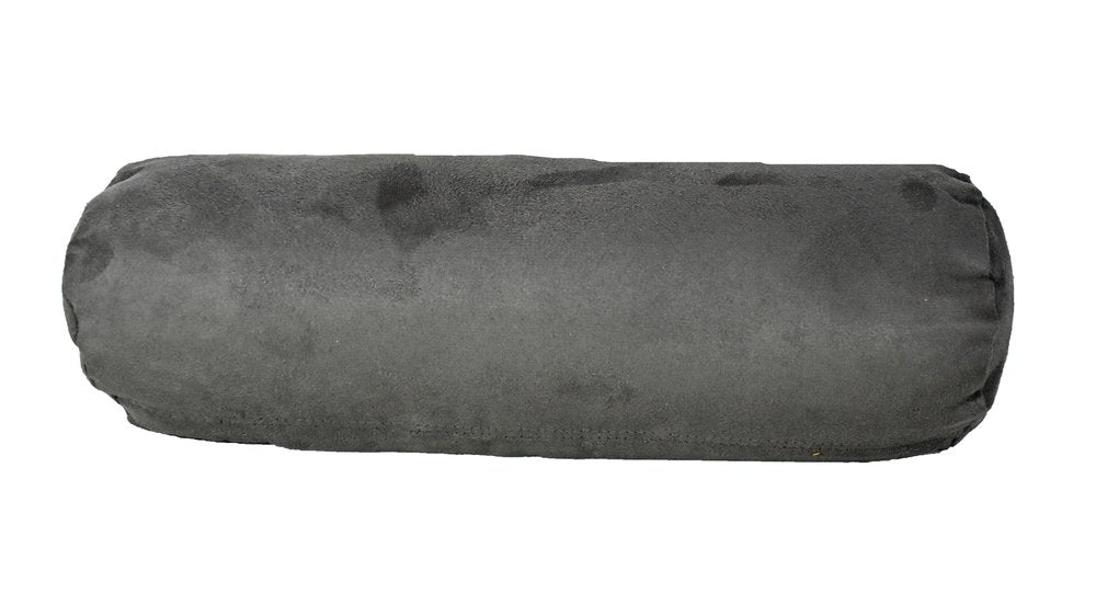 8" X 20" Gray Bolster Microsuede Throw Pillow