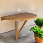 24" Brown Half Round Solid Wood Folding Outdoor Balcony Table