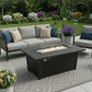 50000 BTU 54" Black And Clear Aluminum Propane Rectangular Fire Pit Table With Cover