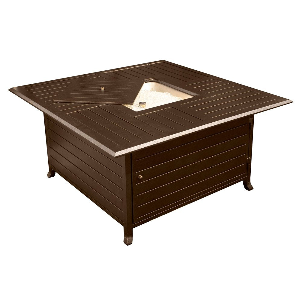 42000 BTU 45" Bronze Aluminum Propane Square Fire Pit Table With Cover