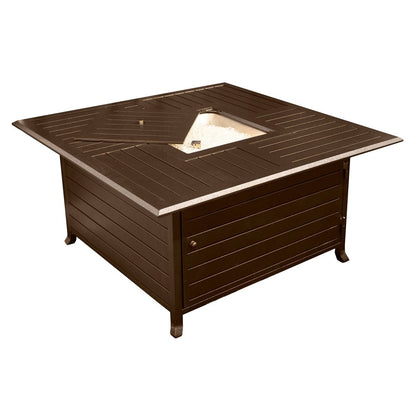 42000 BTU 45" Bronze Aluminum Propane Square Fire Pit Table With Cover