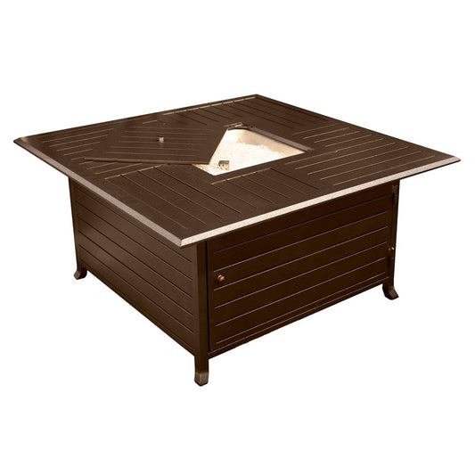 42000 BTU 45" Bronze Aluminum Propane Square Fire Pit Table With Cover