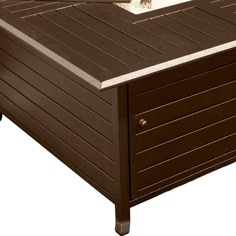 42000 BTU 45" Bronze Aluminum Propane Square Fire Pit Table With Cover